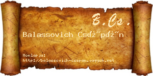 Balassovich Csépán névjegykártya